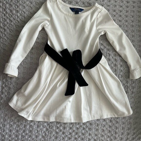 Polo Ralph Lauren Other - Polo by Ralph Lauren Kids Ivory Dress with Velvet Black Sash
